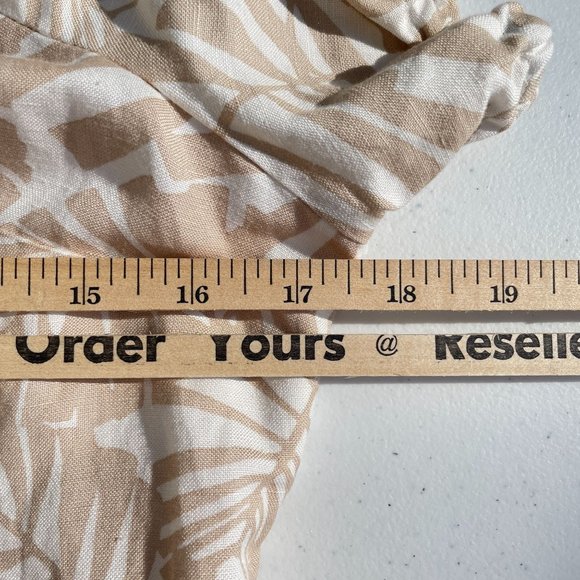 Loft Women's Dress 6 Mini Palm Tree Print Tan Short Sleeve Square Neck New - Picture 8 of 11